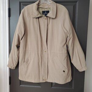 London Fog Womens Tan Petite Large Jacket Medium Length Lined Removable No Hood
